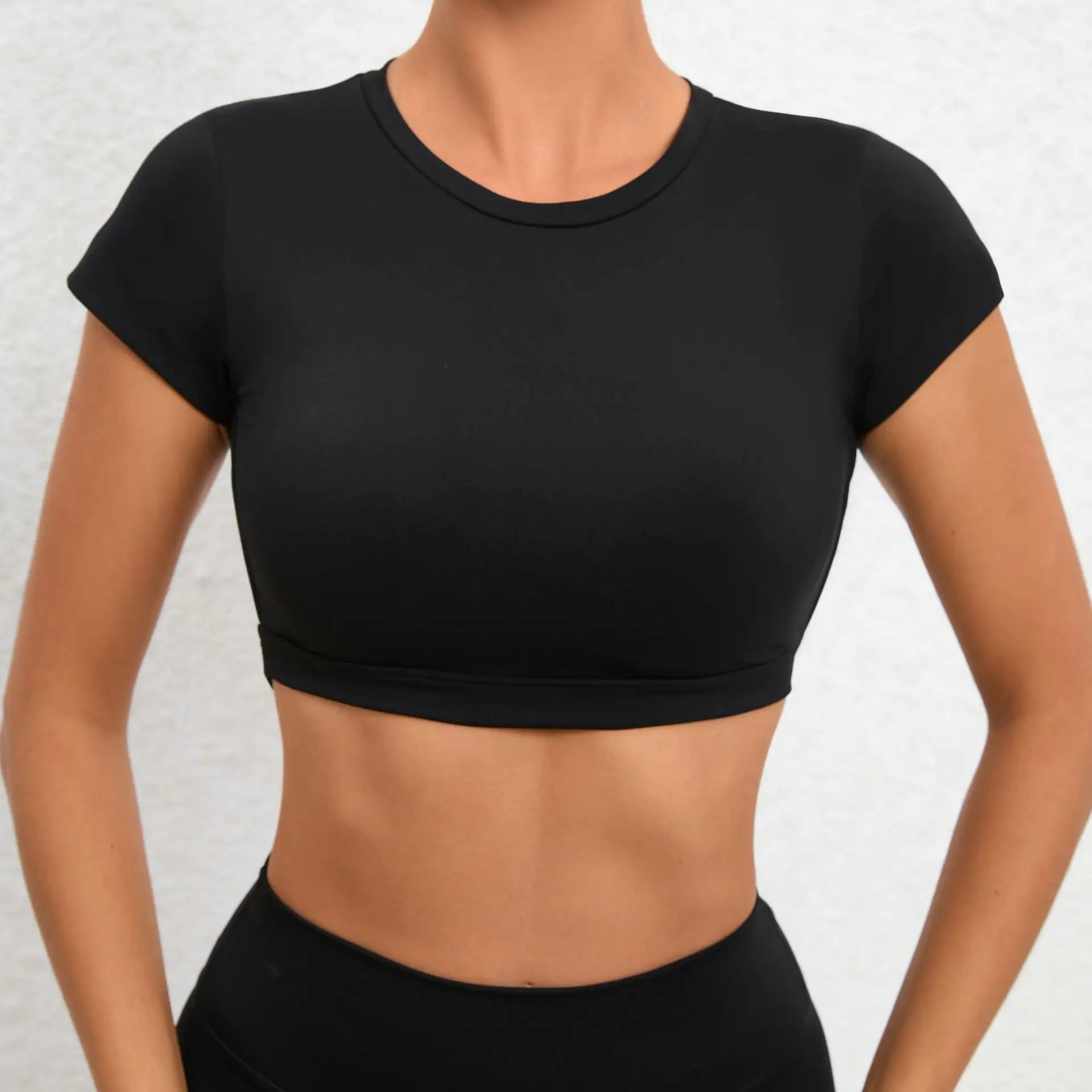 Hollow Beauty Back Crop Top Short Sleeve Yoga Shirt Women Fitness Workout Tops Gym Clothes Push Up Sportswear Running T-shirts