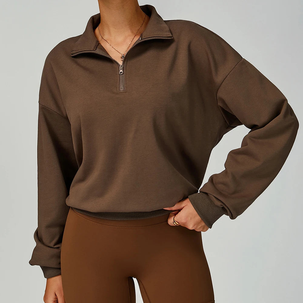 New Winter Zipper Hoodie Women's Long Sleeve Casual Loose Windproof Warm Versatile Hoodie Women's Running and Fitness Sportswear