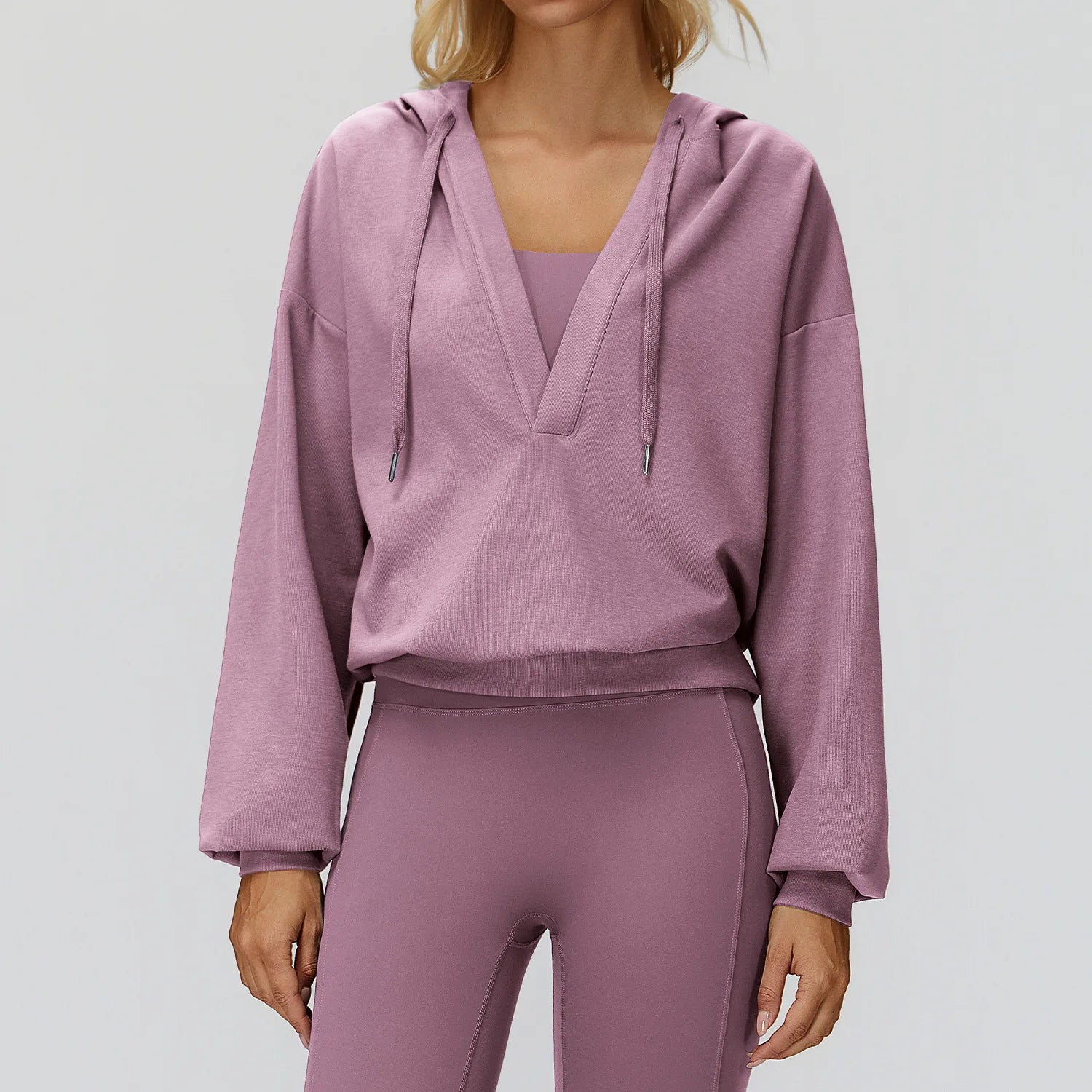 Autumn New Yoga Long Sleeved Women's Hooded Jacket V-neck Loose and Comfortable Outerwear Outdoor Running Workout Sports Jacket
