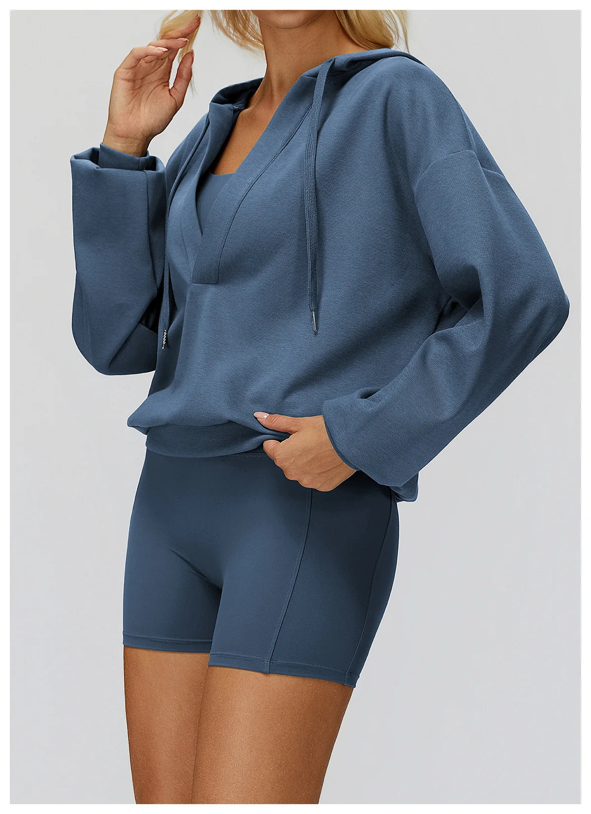 Autumn New Yoga Long Sleeved Women's Hooded Jacket V-neck Loose and Comfortable Outerwear Outdoor Running Workout Sports Jacket