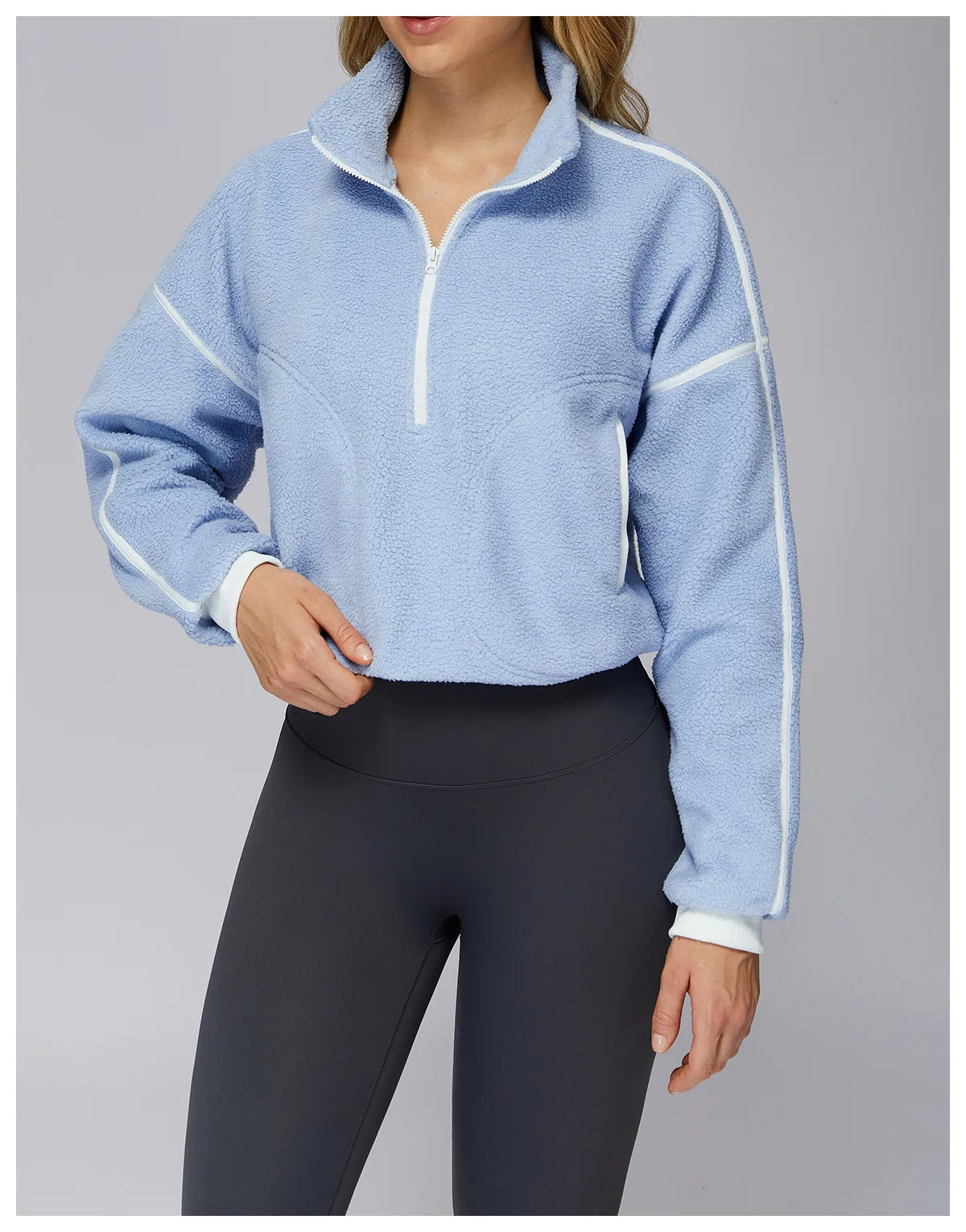 Winter Women's Standing Collar Windproof and Warm Fleece Jacket Women's Long Sleeved Running and Fleece Sports Jacket