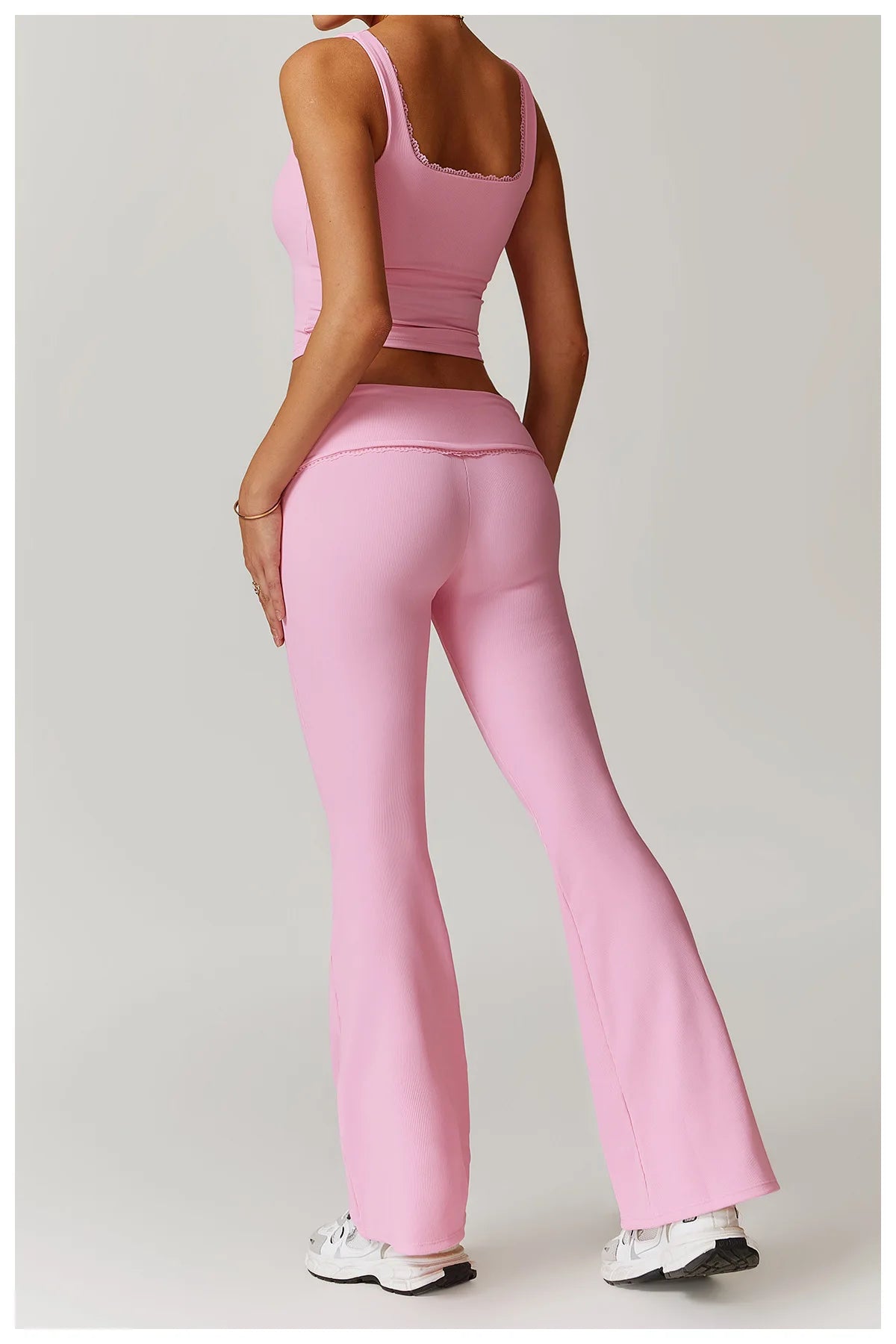 Women Flare Leggings High Waist Wide Leg Yoga Pants Lace Fitness Workout Tights Gym Sports Trousers Casual Slimming Clothing