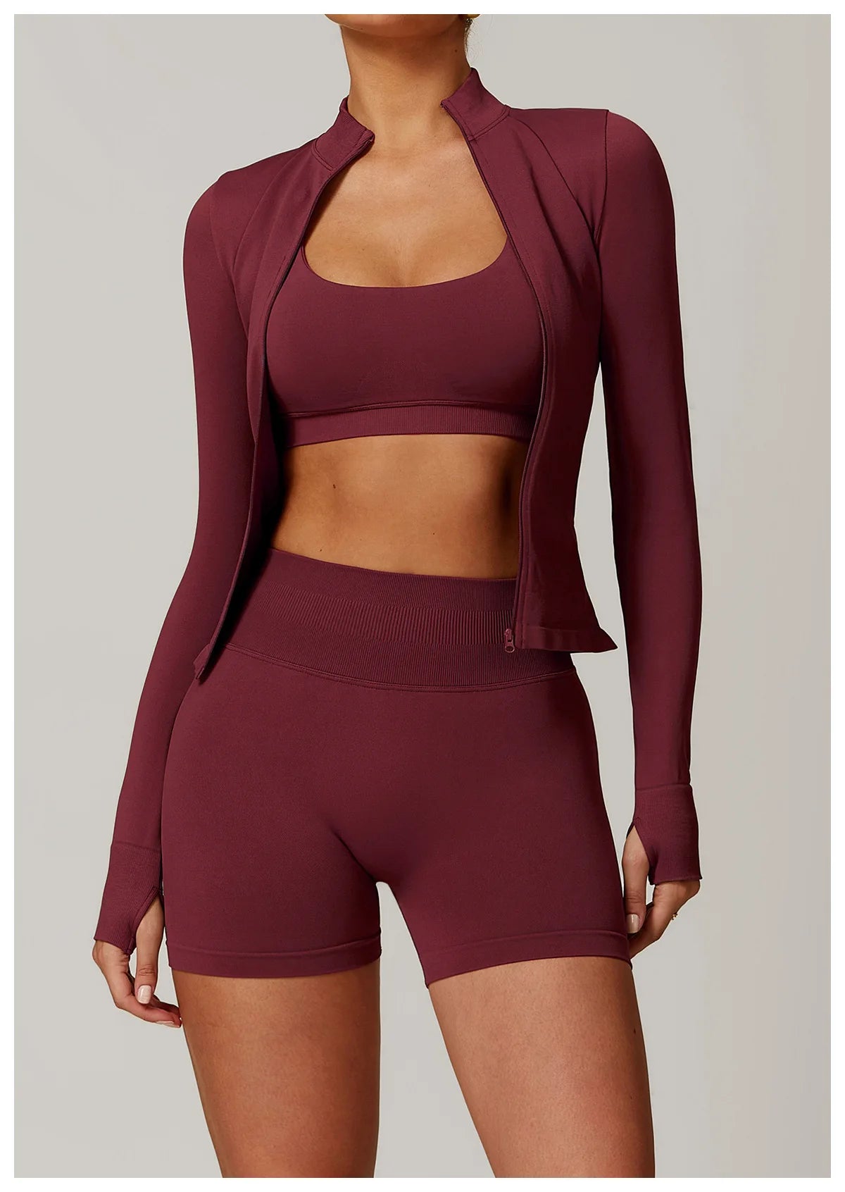 Seamless Yoga Slothes Women's Top Standing Collar Long Sleeved Sports Jacket Running Training Fitness Top Windproof Running Suit
