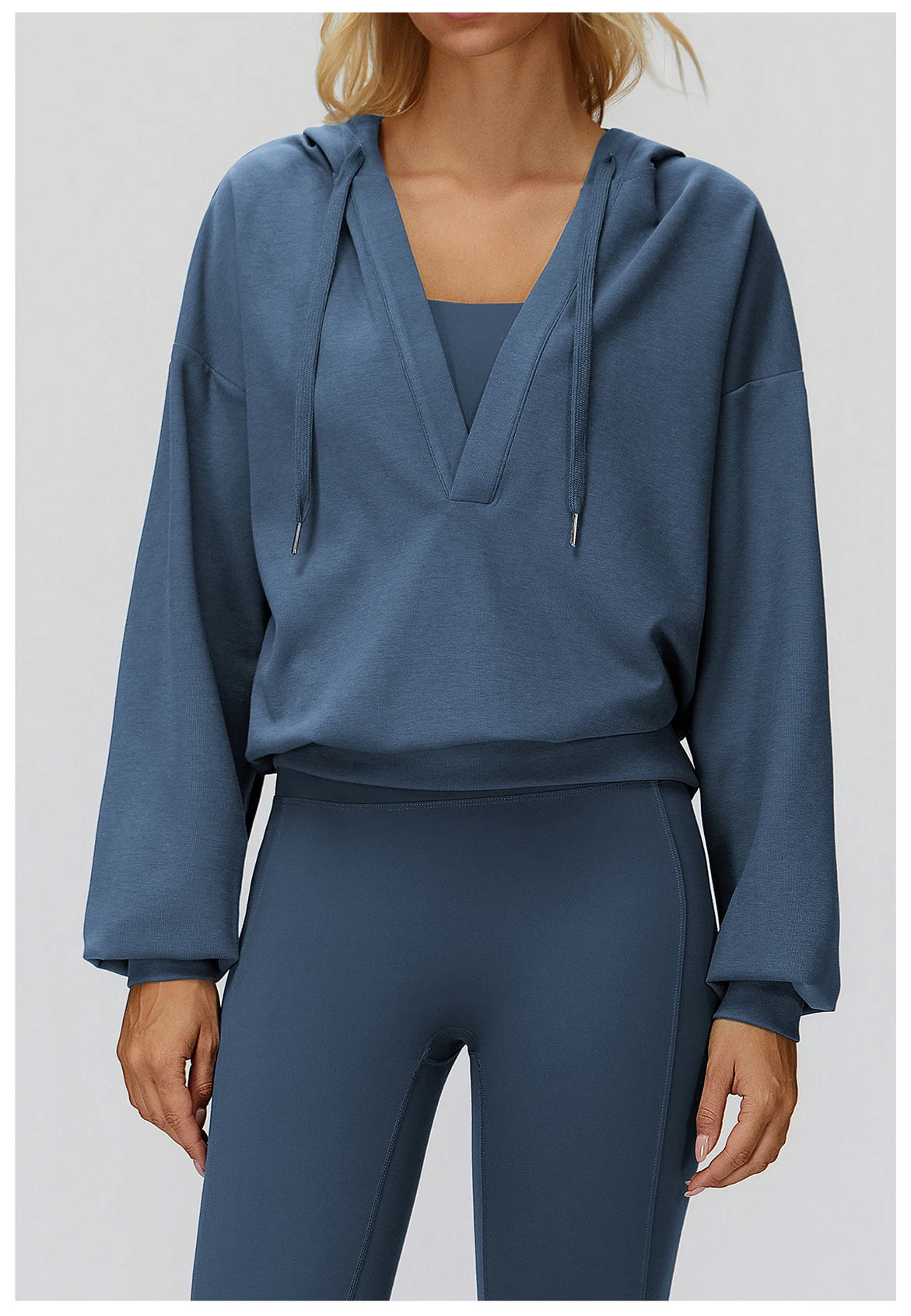 Autumn New Yoga Long Sleeved Women's Hooded Jacket V-neck Loose and Comfortable Outerwear Outdoor Running Workout Sports Jacket