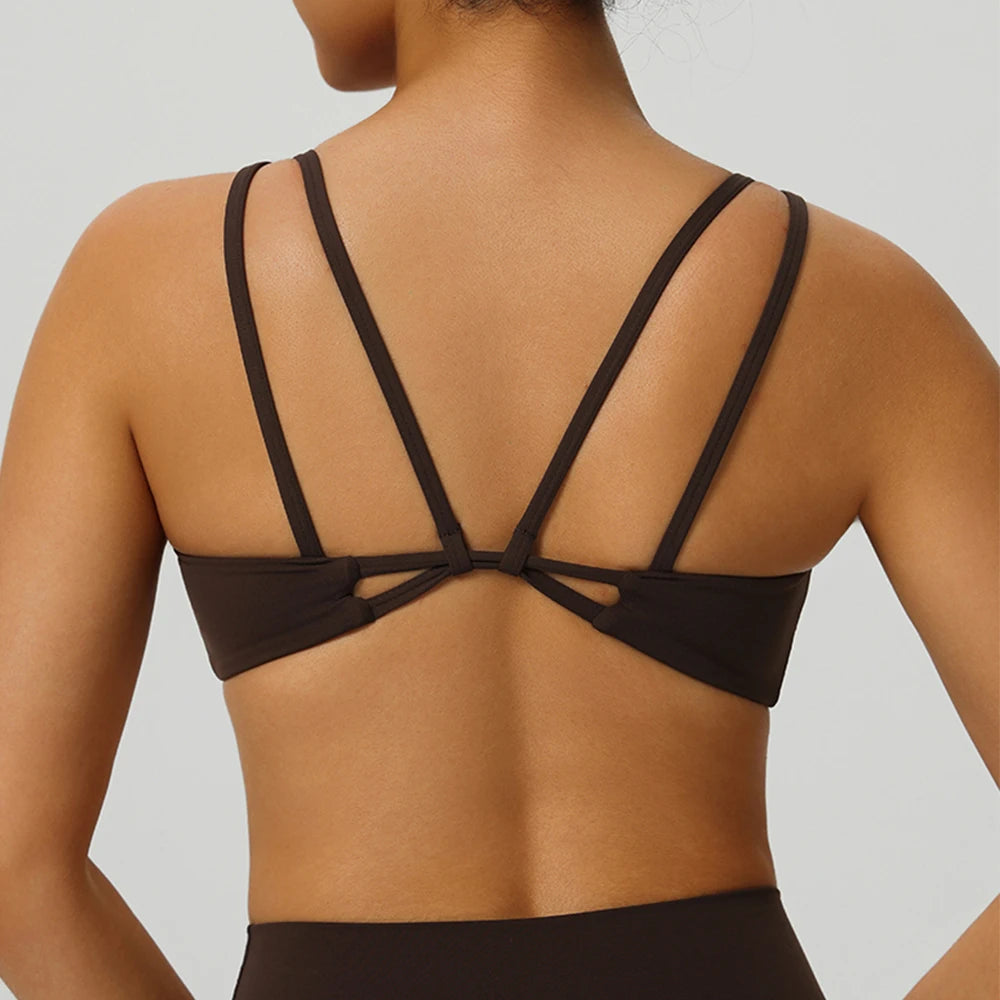 Women Tops Back Cross Strap Tank Top Push Up Underwear Running Sports Bra Breathable Soft Fitness Beauty Solid Color Yoga Bra
