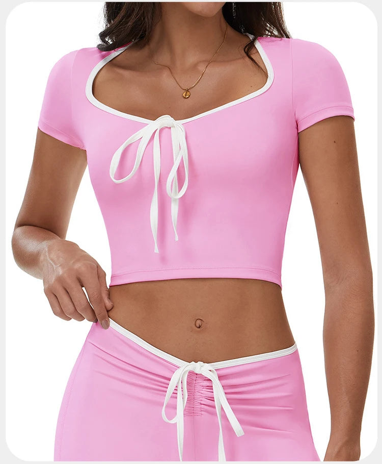 Sports T-shirt Women's Tight Fitting Quick Drying Short Sleeved Yoga T-shirt Pilates Running Exercise Fitness Short Sleeved