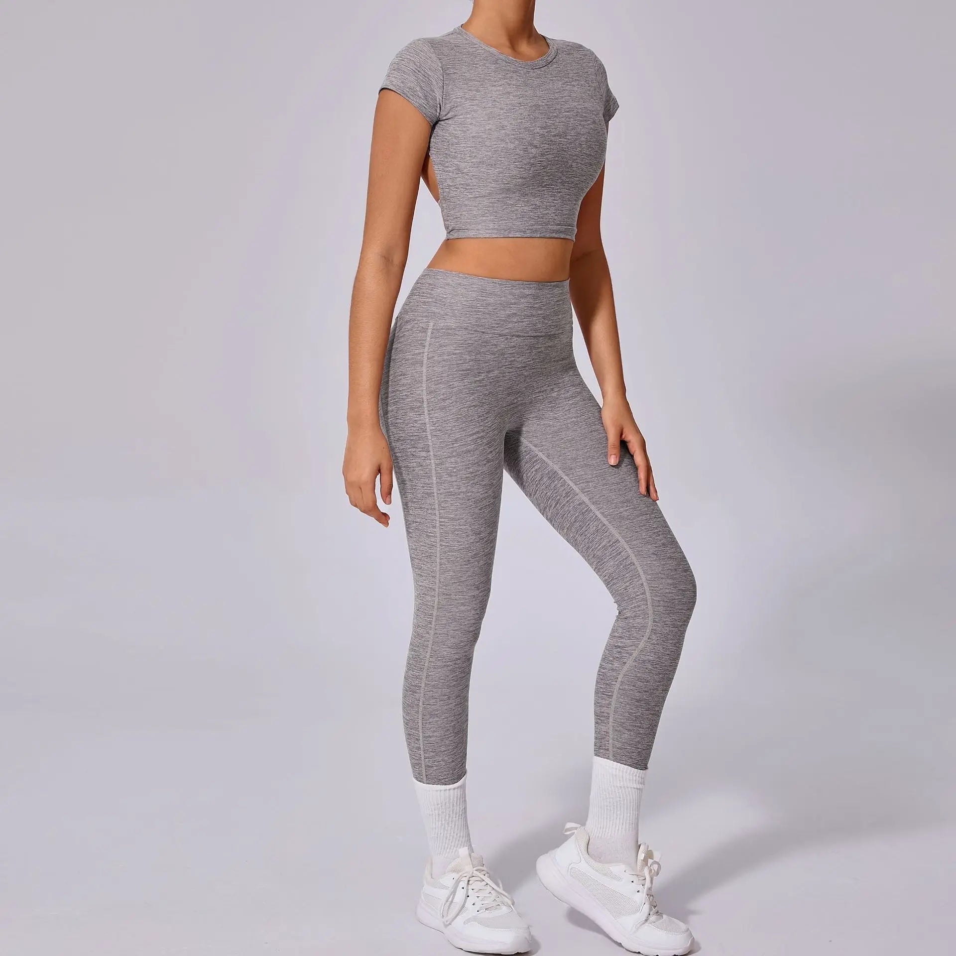 Hollow Beauty Back Crop Top Short Sleeve Workout Yoga Shirt Women Fitness Workout Tops Gym Clothes Sportswear Running T-shirts