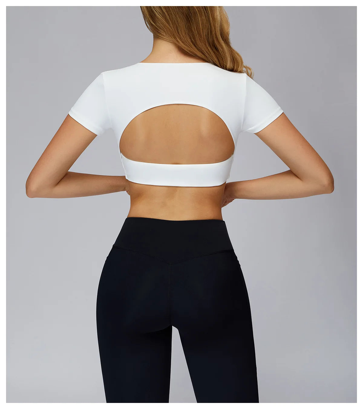 Yoga Top Women Sport T Shirts Fitness Clothes Workout Short Sleeve Top Yoga Shirt Gym Running Back Hollow Out Push Up Sport Top