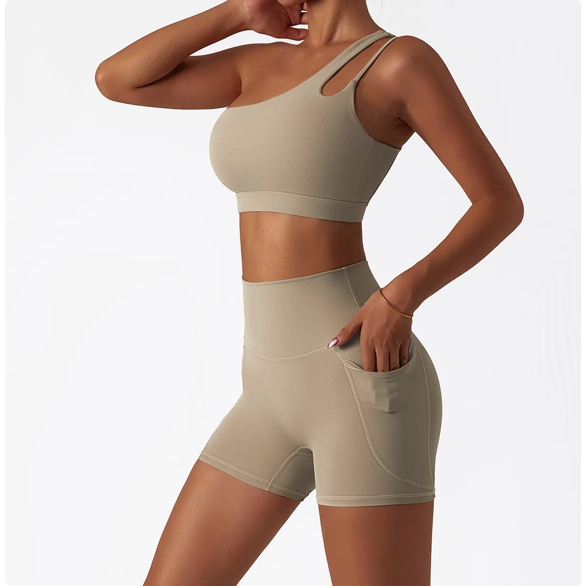 Comfort Single Strap Yoga Bra Chest Pad Running Women Sports Underwear Gym Top Stretch Pull Up Bra Women Vest Fitness Tank Top
