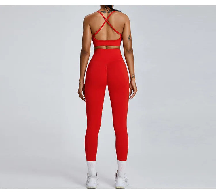 Women's Tracksuit Seamless Fitness Suit 2PCS Yoga Set Sportswear Workout Sports Bra High Waist Leggings Gym Clothing Sports Suit