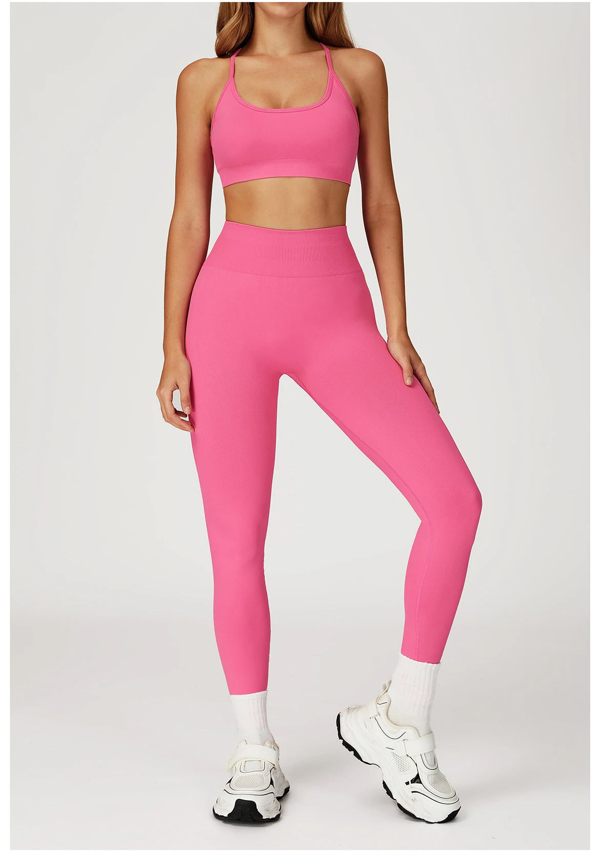 2PCS Seamless Yoga Set Gym Clothes Athletic Wear Women Fitness Set Tracksuits Sports Long Sleeved Gym Suit Leggings Sportswear