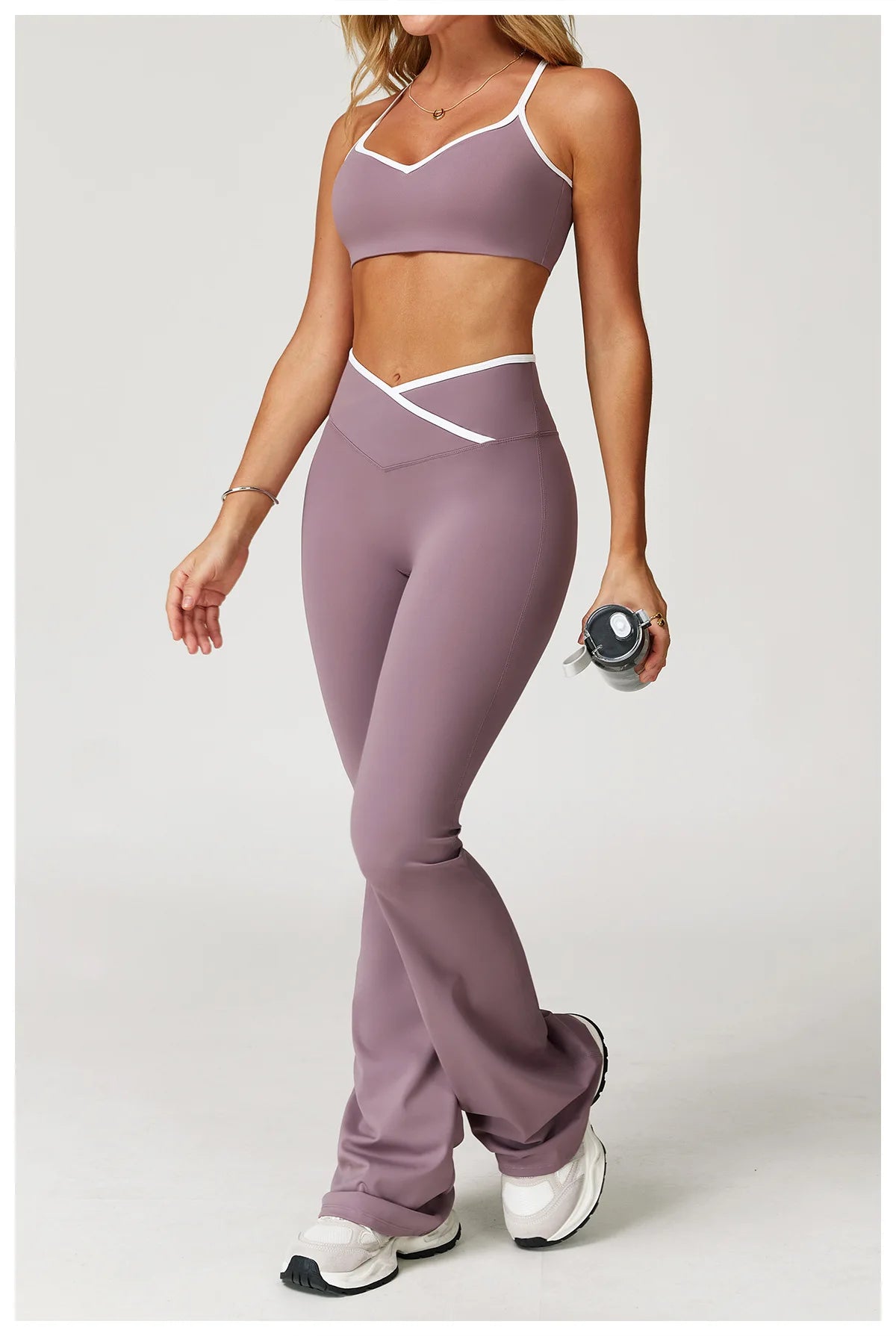 Women's Clothes Yoga Set 2 Pieces Workout Tracksuit Sportswear Gym Clothing High Waist Bell-bottoms Sexy Fitness Bta Sports Suit