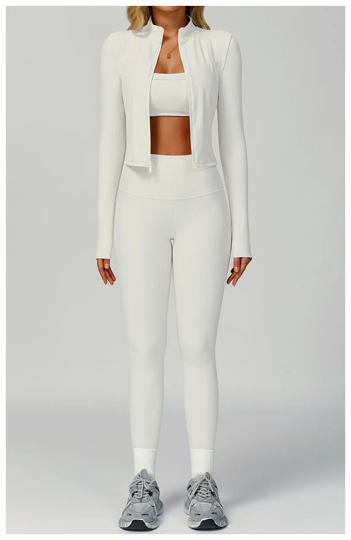Women Tracksuit 2PCS Yoga Suit Sports Set Quick-Drying Gym Set Running Workout Zipper Long Sleeve Sports Shorts Yoga Clothing