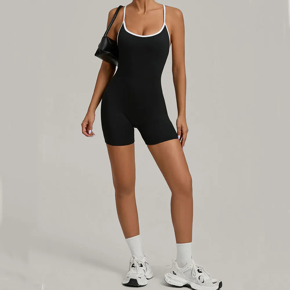 Summer Workout Jumpsuit Sports Overalls Women Rompers Gym Clothing Running Fitness Suits Gym Tracksuit Short Sportswear Yoga Set