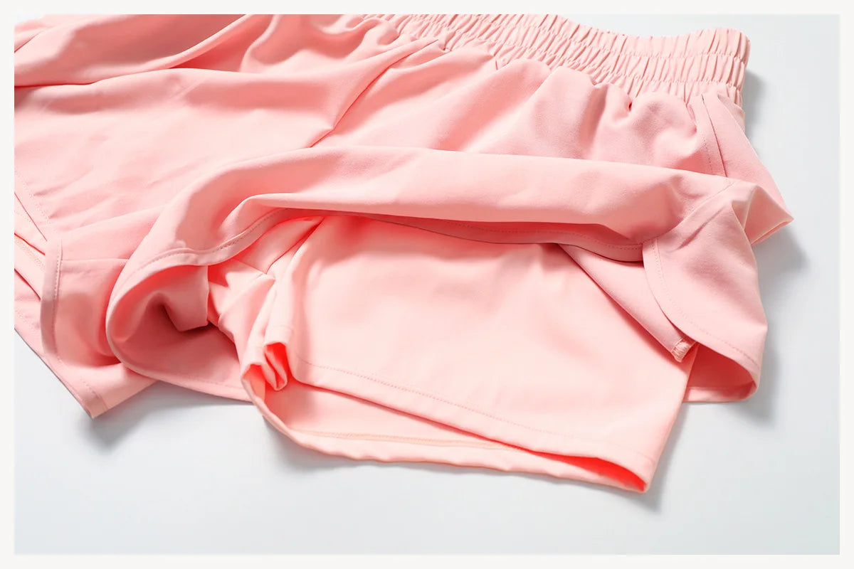 Yoga Shorts Women Fitness Shorts Running Cycling Shorts Breathable Sports High Waist Workout Gym Shorts Pocket Fake Two Pieces
