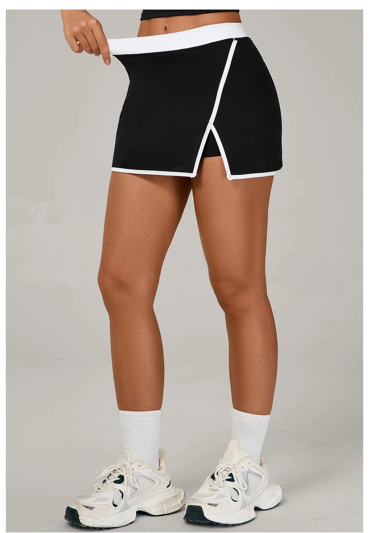 Color Blocking Sports Short Skirt Women's Yoga Short Skirt Tight Fitting Splicing Anti Glare Running Fitness Yoga Tennis Skirt