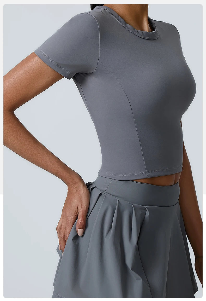 Yoga Top Women Short Sleeve Sport T Shirts Fitness Clothes Yoga Shirt Gym Top Running Sport Push Up Workout Crop Top