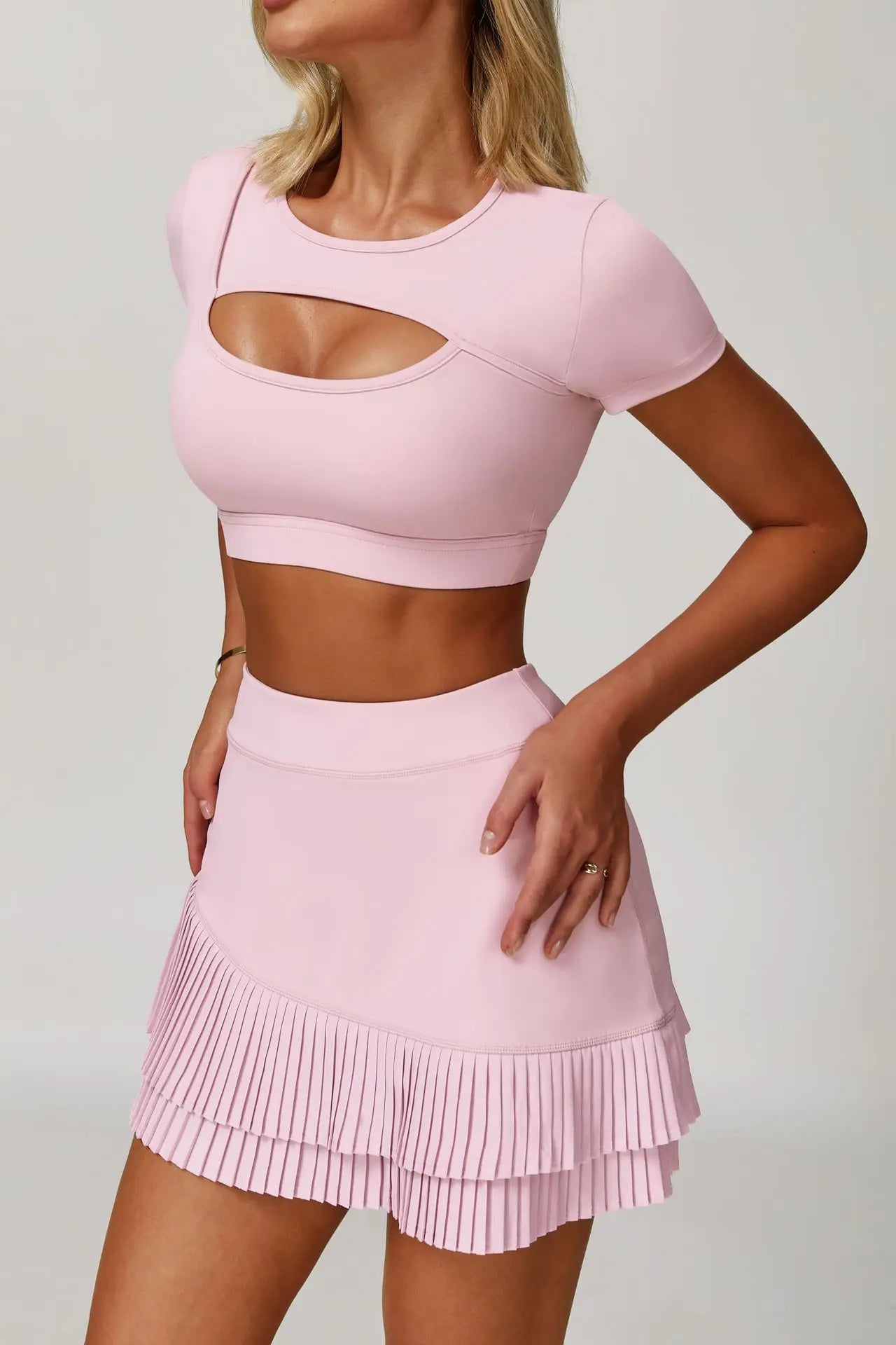Women's Tight Fitting Sports T-shirt Quick Drying Short Sleeved Hollow Out Yoga T-shirt Running Exercise Fitness Short Sleeved