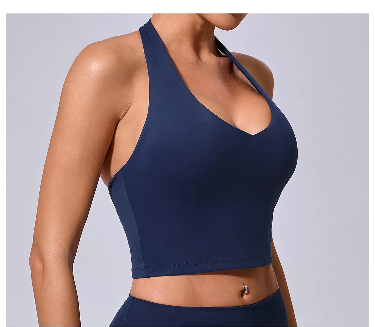 Women Hanging Neck Yoga Sports Bra Breathable Shock Proof Gym Workout Fitness Push Up Top Yoga Running Sportswear Vest Bra