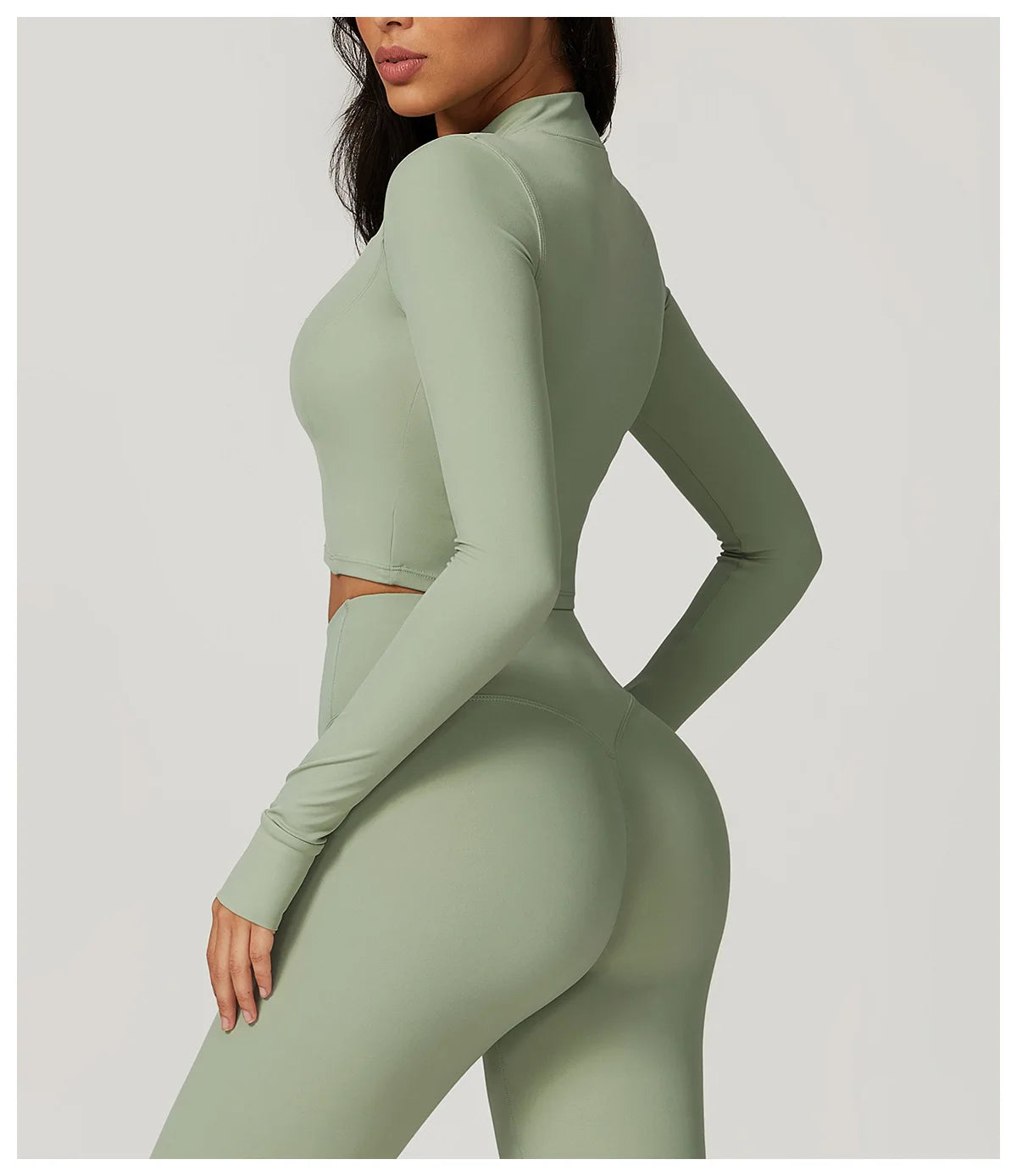 Women Outdoor Sports Long Sleeved Slim Yoga Clothes Quick Dry Zipper Cardigan Stand Up Collar Jacket Running Fitness Jacket Top
