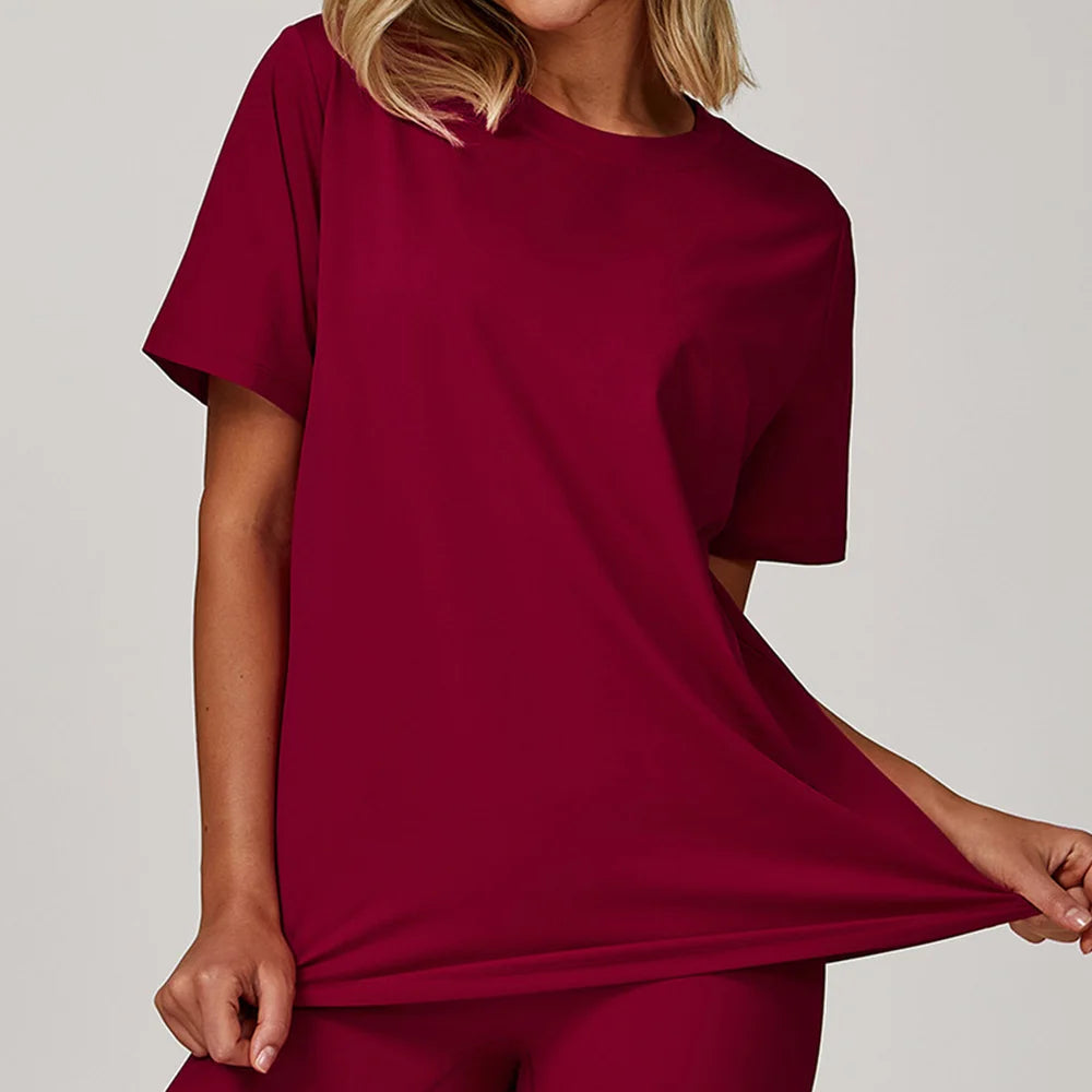 Loose Yoga Shirts Women Top Quick Dry Running Top Tights Push Up Workout Gym Clothes Female Short Sleeve Fitness Sports T-Shirts