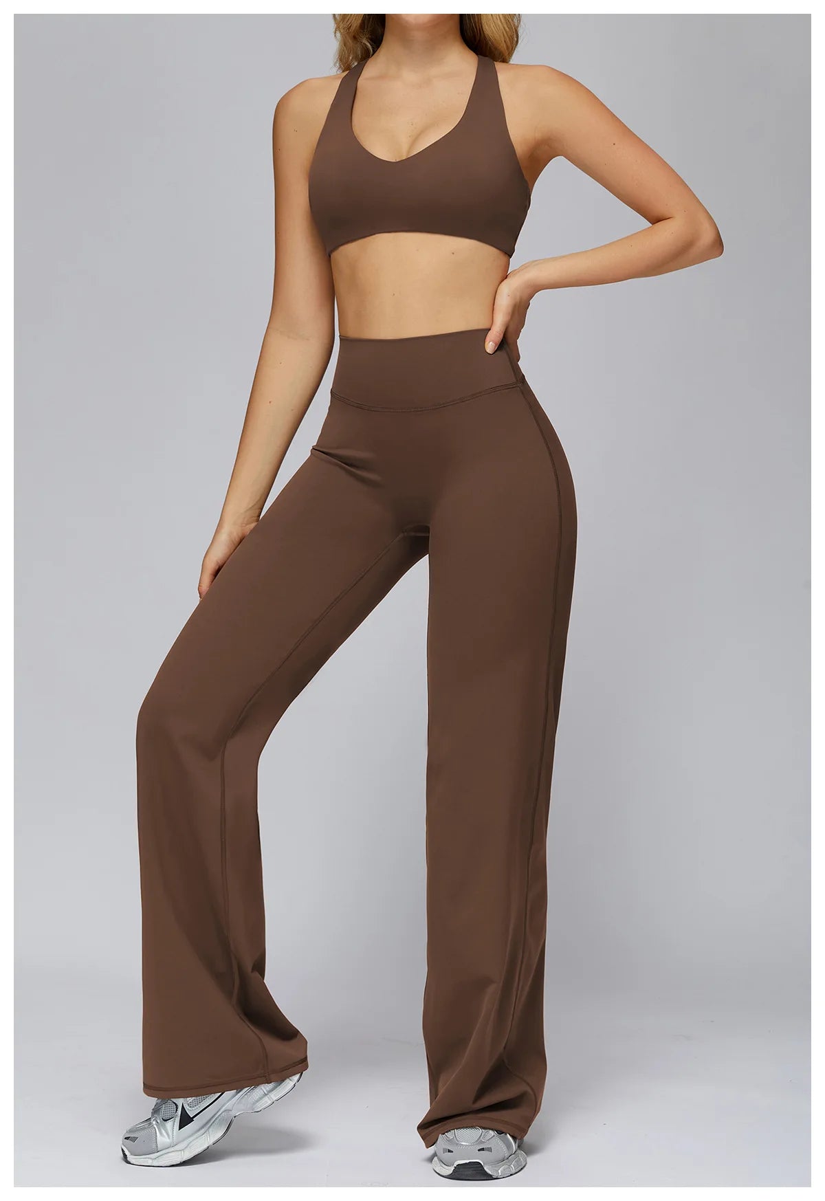 Yoga Set 2PCS Women Sportswear Workout Clothes Seamless Athletic Wear Gym Legging Fitness Bra Crop Top Long Sleeve Sports Suits