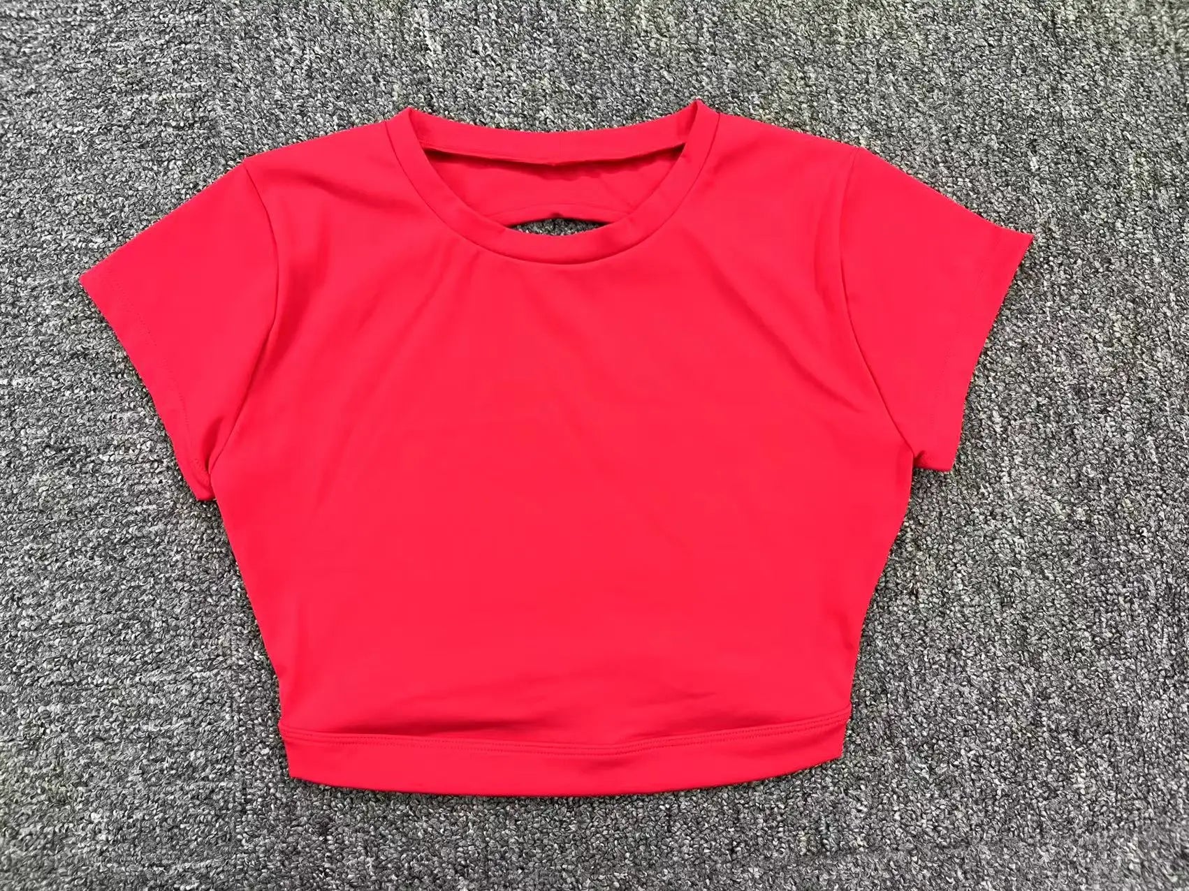 Women Short Sleeve Hollow Crop Top Yoga Short Sleeve Fitness Workout Tops Push Up Gym Shirt Sportswear Running T-shirts