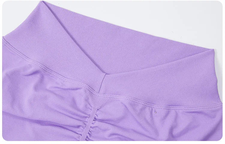 Seamless V Back Yoga Shorts Women Sportwear Fitness Tights Elastic Scrunch Gym Cycling Push Up Running Workout High Waist Shorts