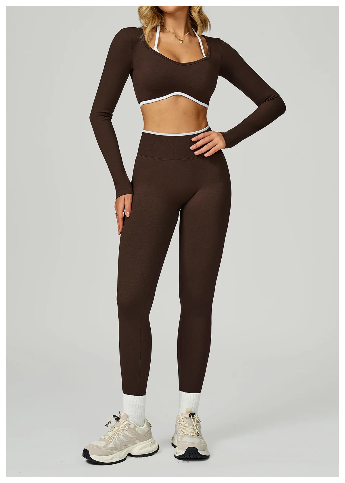 Seamless Yoga Long Sleeved Quick Dry T-Shirt Women Gym Top Women Fitness Sports Crop Top Ribbed Female Long Sleeve Yoga Clothing