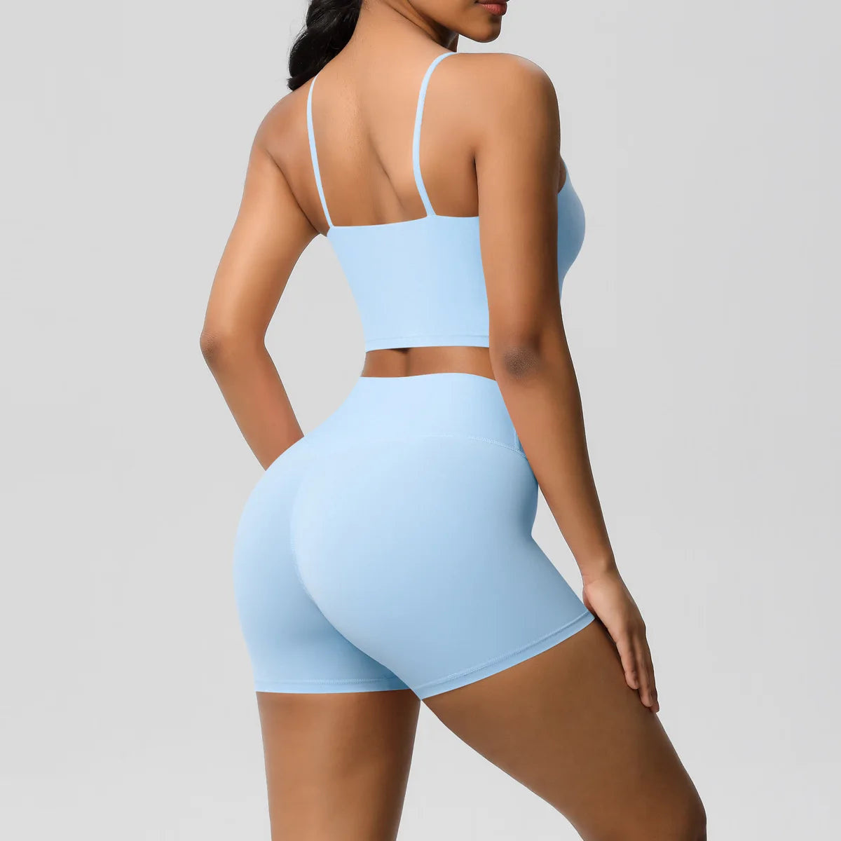 Yoga Sport Set Women Seamless Crop Top Bra Shorts Yoga Set Comfort Elastic Sportsuit Workout Outfit Fitness Gym Clothes