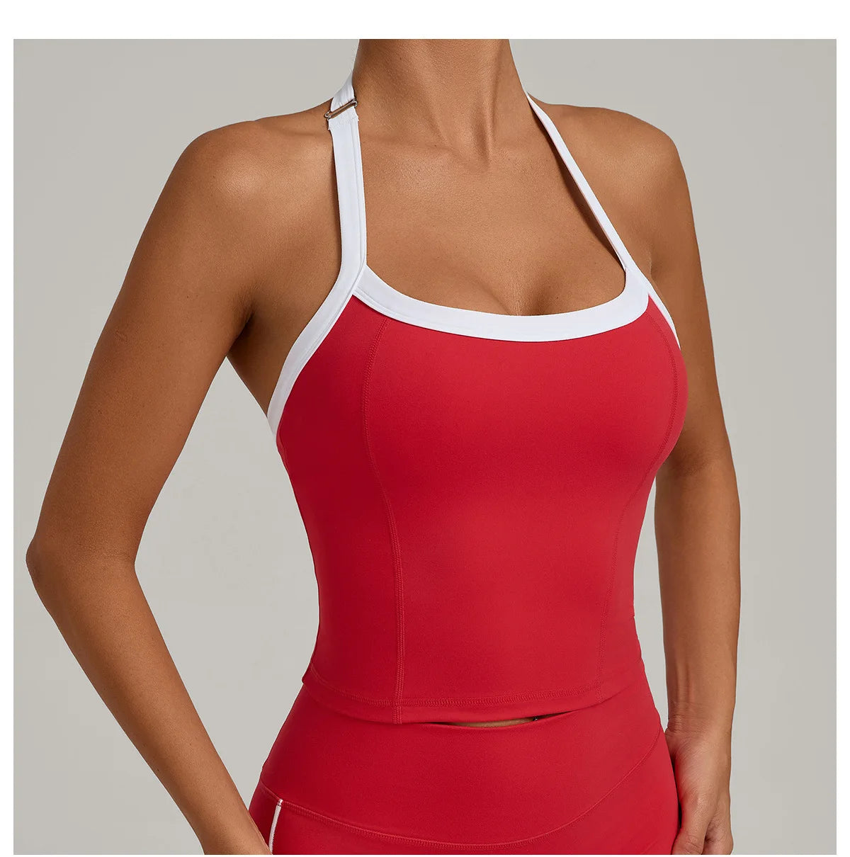 Women Sports Bra Hanging Neck Top Push Up Fitness Yoga Bra Color Blocked Underwear Gym Sport Tops Women Running Vest Bralette