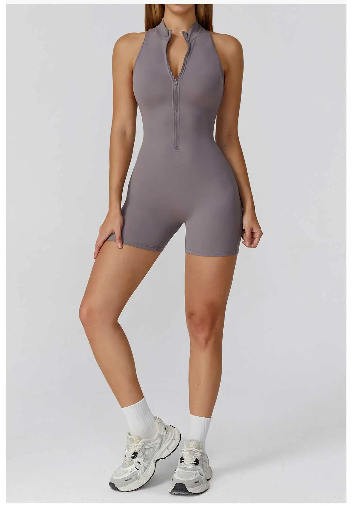 Scrunch Sports Overalls Gym Jumpsuit Women's Fitness Suit Short Sets for Woman Tracksuit Yoga Clothing Zipper Workout Sportswear