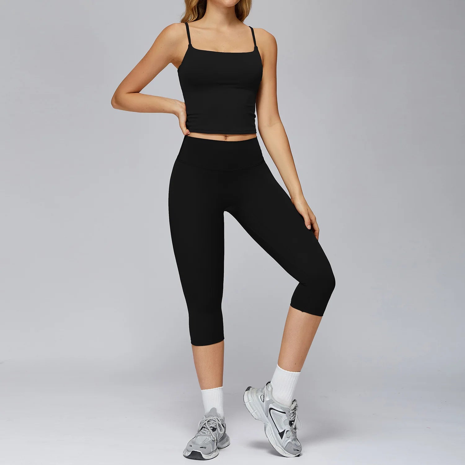 Yoga Set 2PCS Women Sportswear Workout Clothes Seamless Athletic Wear Gym Legging Fitness Bra Crop Top Long Sleeve Sports Suits