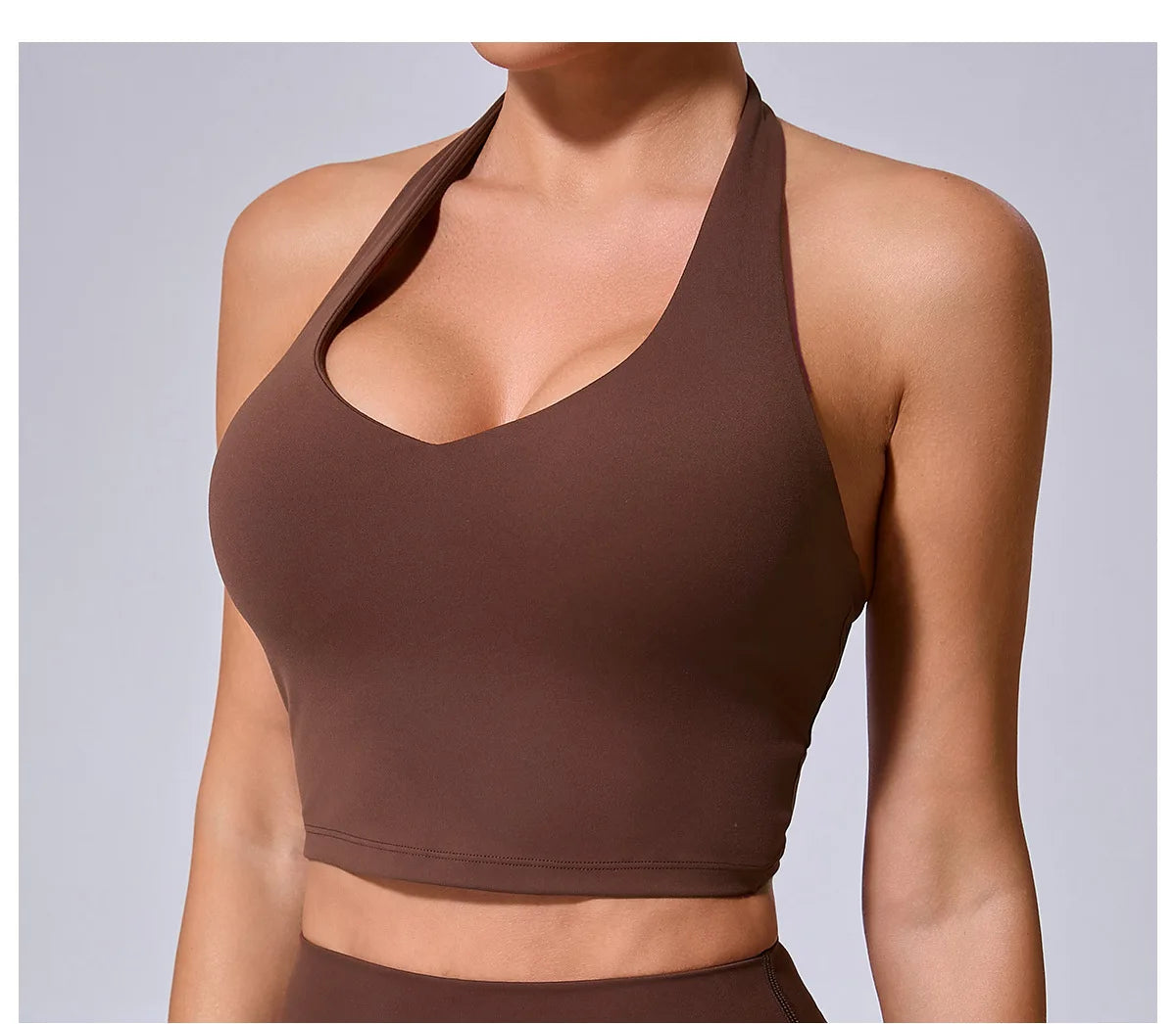 Women Hanging Neck Yoga Sports Bra Breathable Shock Proof Gym Workout Fitness Push Up Top Yoga Running Sportswear Vest Bra