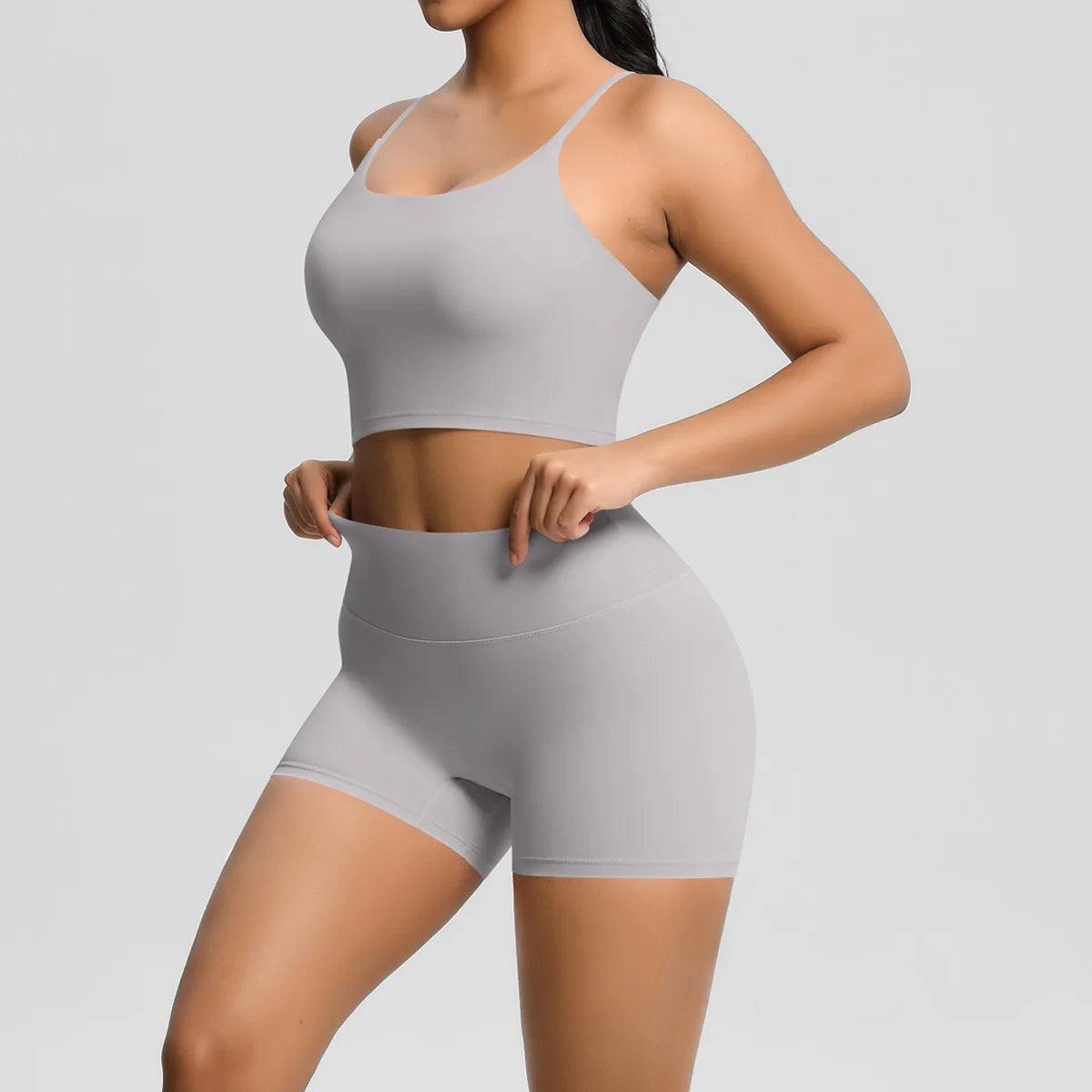 Yoga Sport Set Women Seamless Crop Top Bra Shorts Yoga Set Comfort Elastic Sportsuit Workout Outfit Fitness Gym Clothes