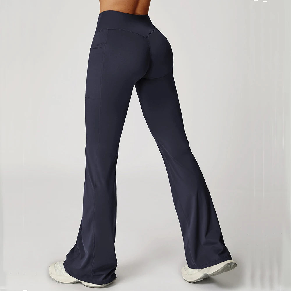 Women Flare Leggings Yoga Pants Bell-bottoms Yoga Trousers High Waist Fitness Pants Stretch Gym Casual Sports Wide Leg Pants
