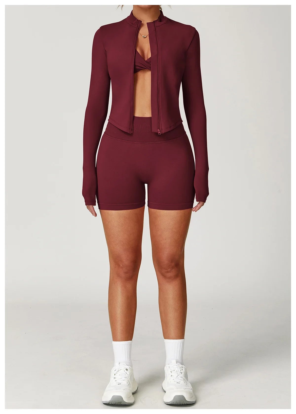2PCS Yoga Suit Sports Set Women Gym Set Women Tracksuit Running Workout Long Sleeve Sports Shirt Yoga Clothing Seamless Leggings