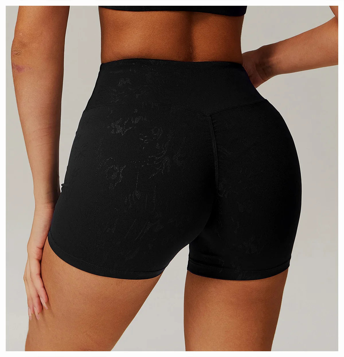 Elastic Yoga Shorts Women High Waist Tummy Control Ruched Booty Pants Printed Butt Lifting Push Up Gym Workout Compression Tight