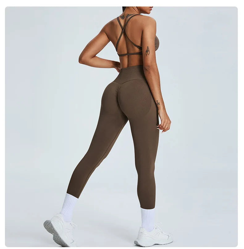Seamless Fitness Women's Sport Leggings High Waist Elastic Solid Yoga Leggings Gym Jogging Quick Dry Push Up Slim Pants Female