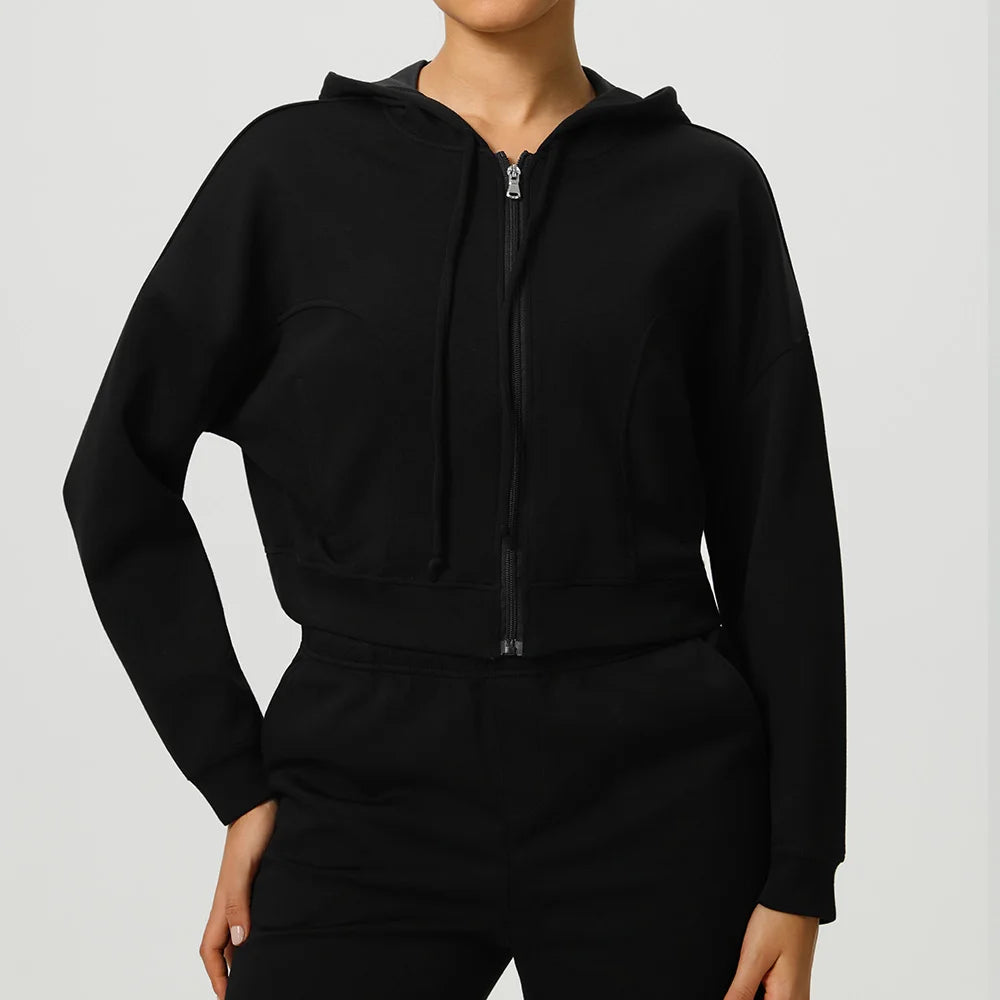 Autumn Loose Yoga Long Sleeved Hoodie Women's Hooded Sports Jacket Running Yoga Jacket Long Sleeved Jacket