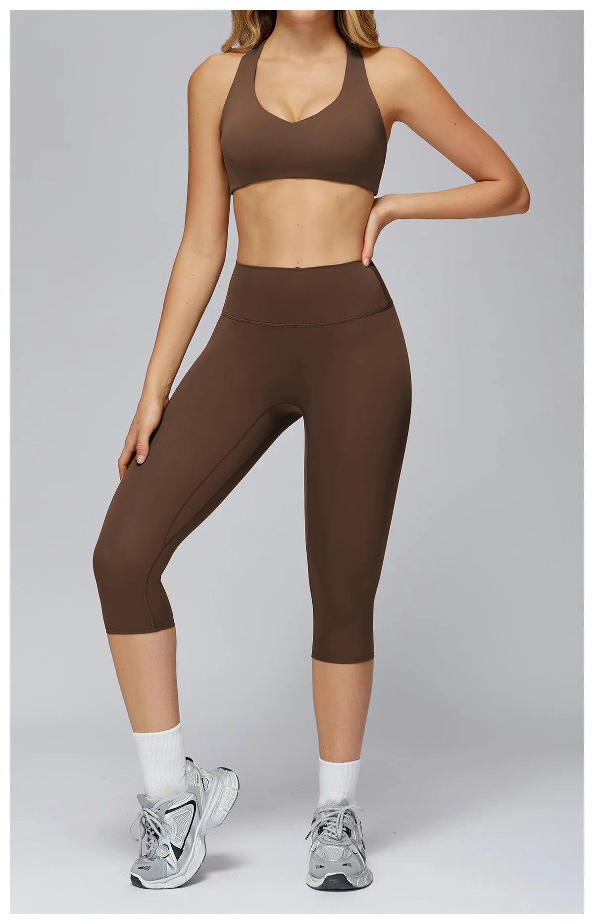 Yoga Set 2PCS Women Sportswear Workout Clothes Seamless Athletic Wear Gym Legging Fitness Bra Crop Top Long Sleeve Sports Suits