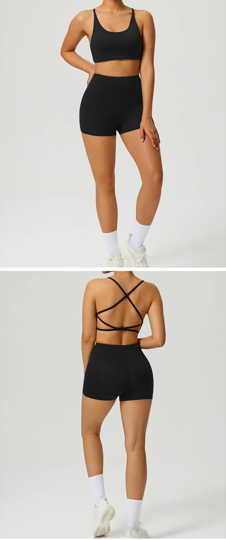 Yoga Clothes Set 2 Piece Gym Set Sportswear Women Cross Back Bra Top High Waist Leggings Fitness Suit Running Workout Tracksuit