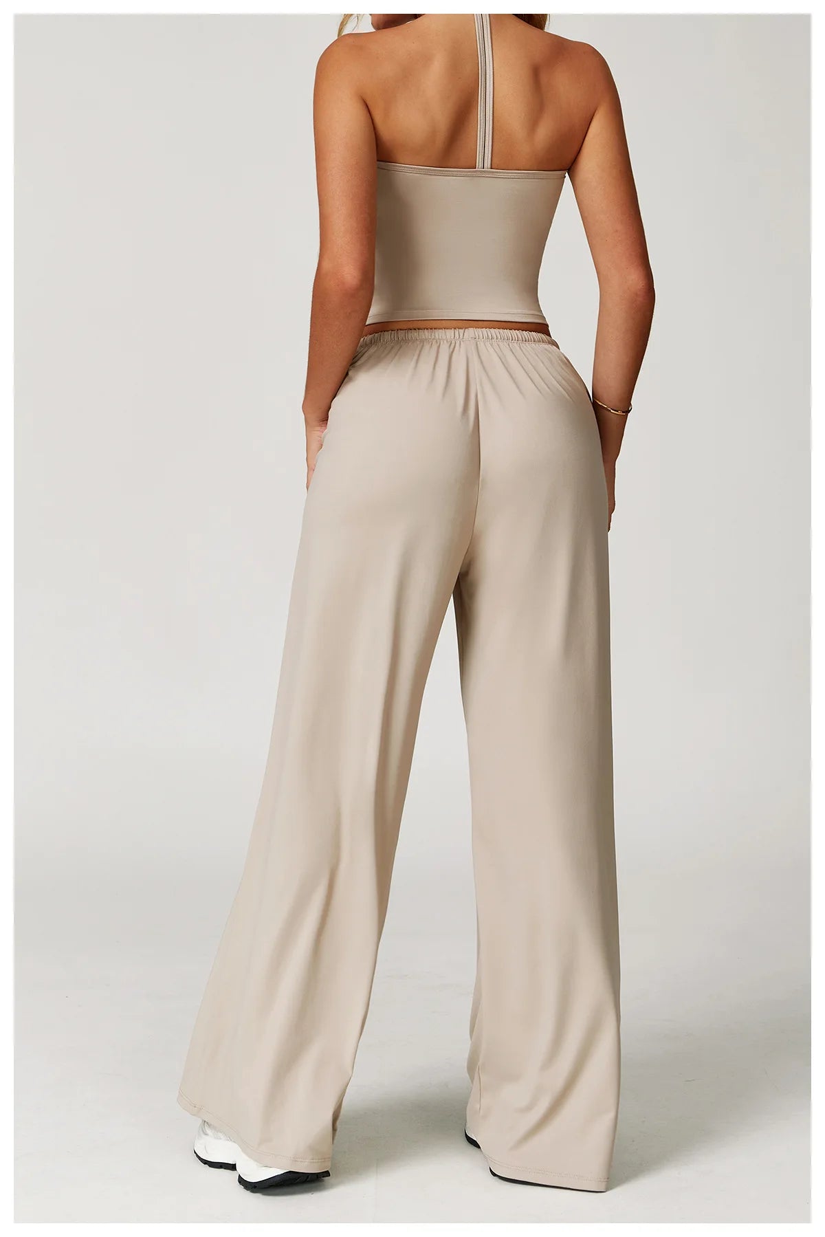 High Waist Yoga Pants Women's Hanging Wide Leg Loose Casual Pants Women's Sports Pants Fitness Running Elastic Drawstring Pants