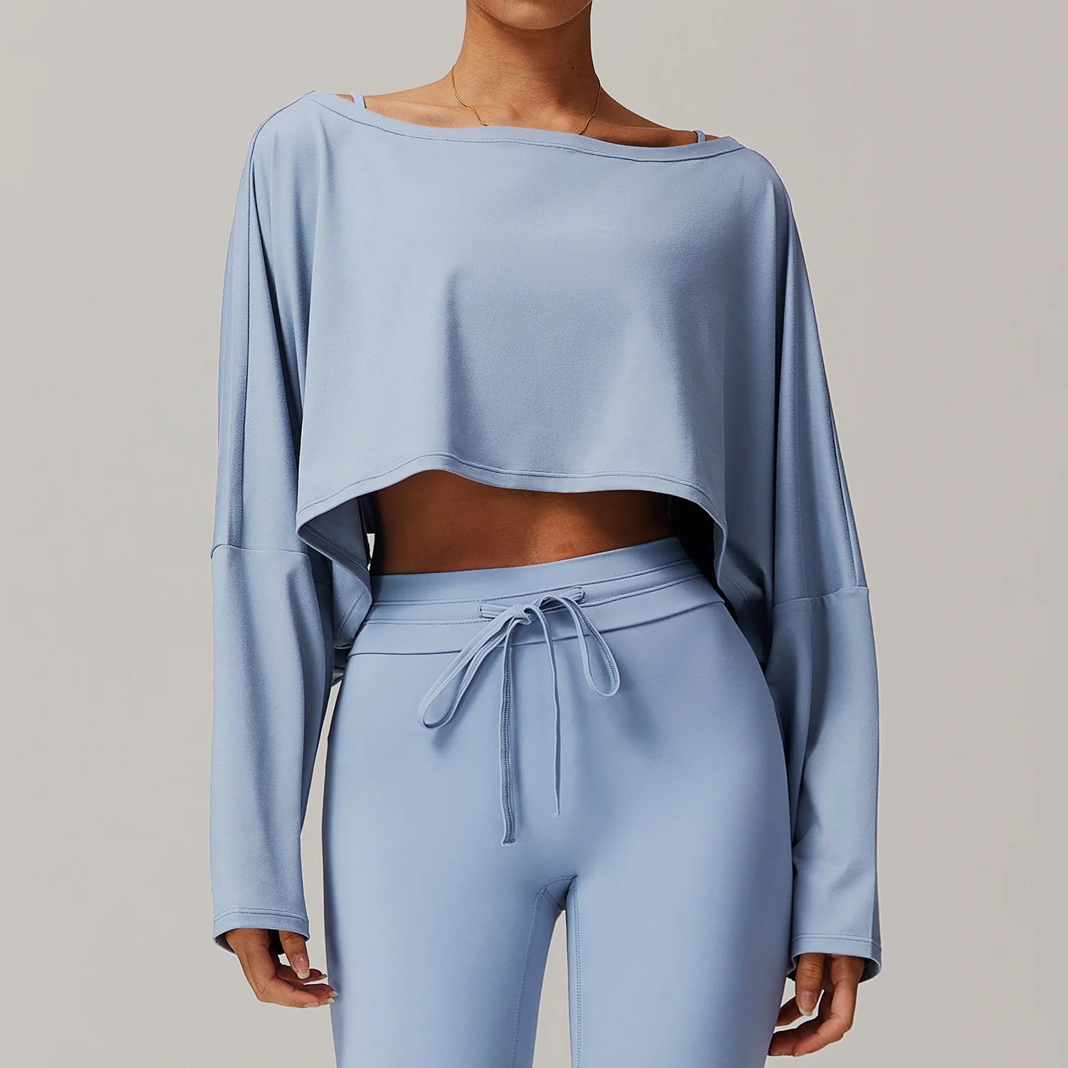 Running Fitness Sports Long Sleeved Top Women's One Shoulder Batwing Sleeve Loose Breathable Casual Long Sleeved Sexy Yoga Top