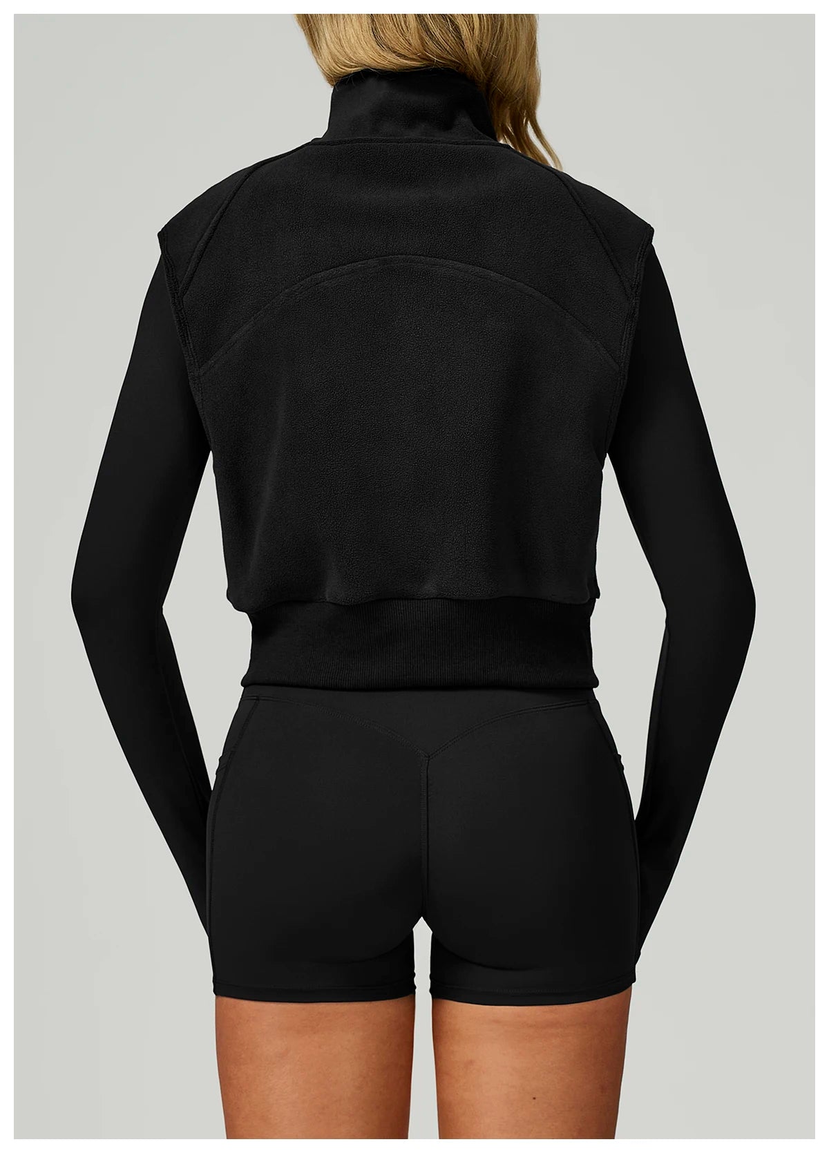 Winter Warm High Neck Velvet Vest Women's Sleeveless Top with Zipper Waist Outdoor Running Top