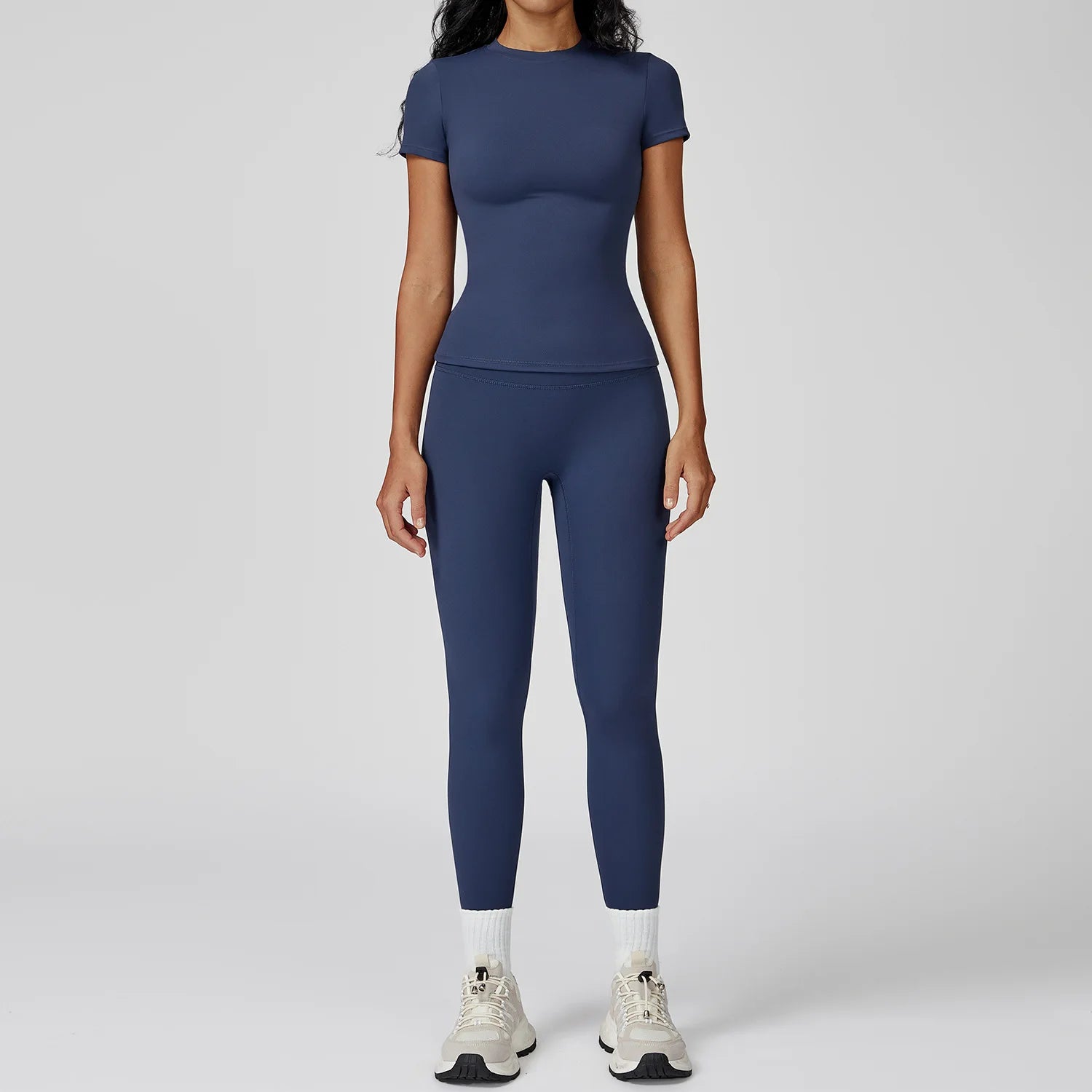 2PCS Yoga Set Sports Suit For Women Fitness Short Sleeve Tracksuits Sports Bra High Waist Leggings Gym Sports Clothes Sportswear
