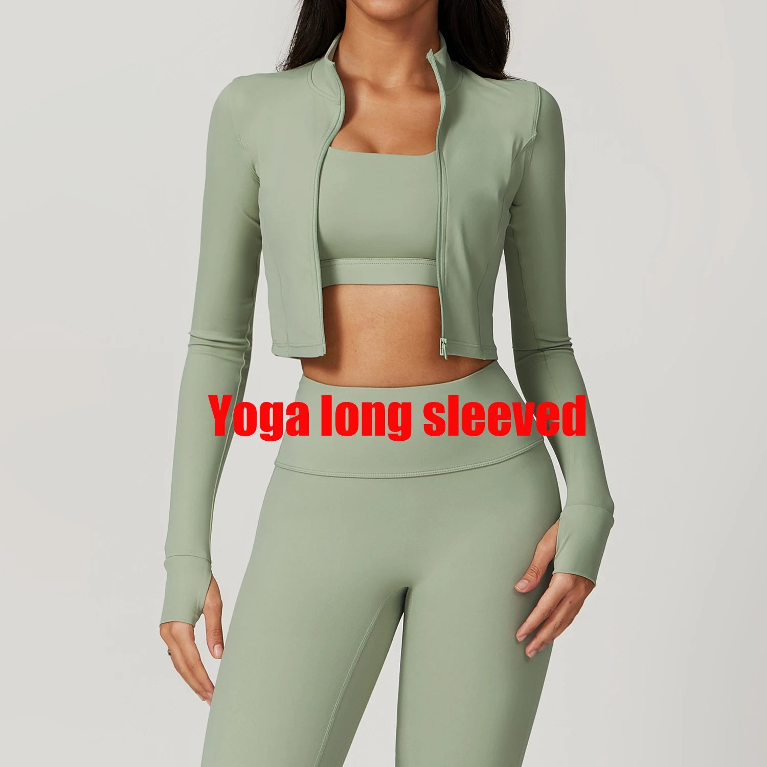 Women Outdoor Sports Long Sleeved Slim Yoga Clothes Quick Dry Zipper Cardigan Stand Up Collar Jacket Running Fitness Jacket Top