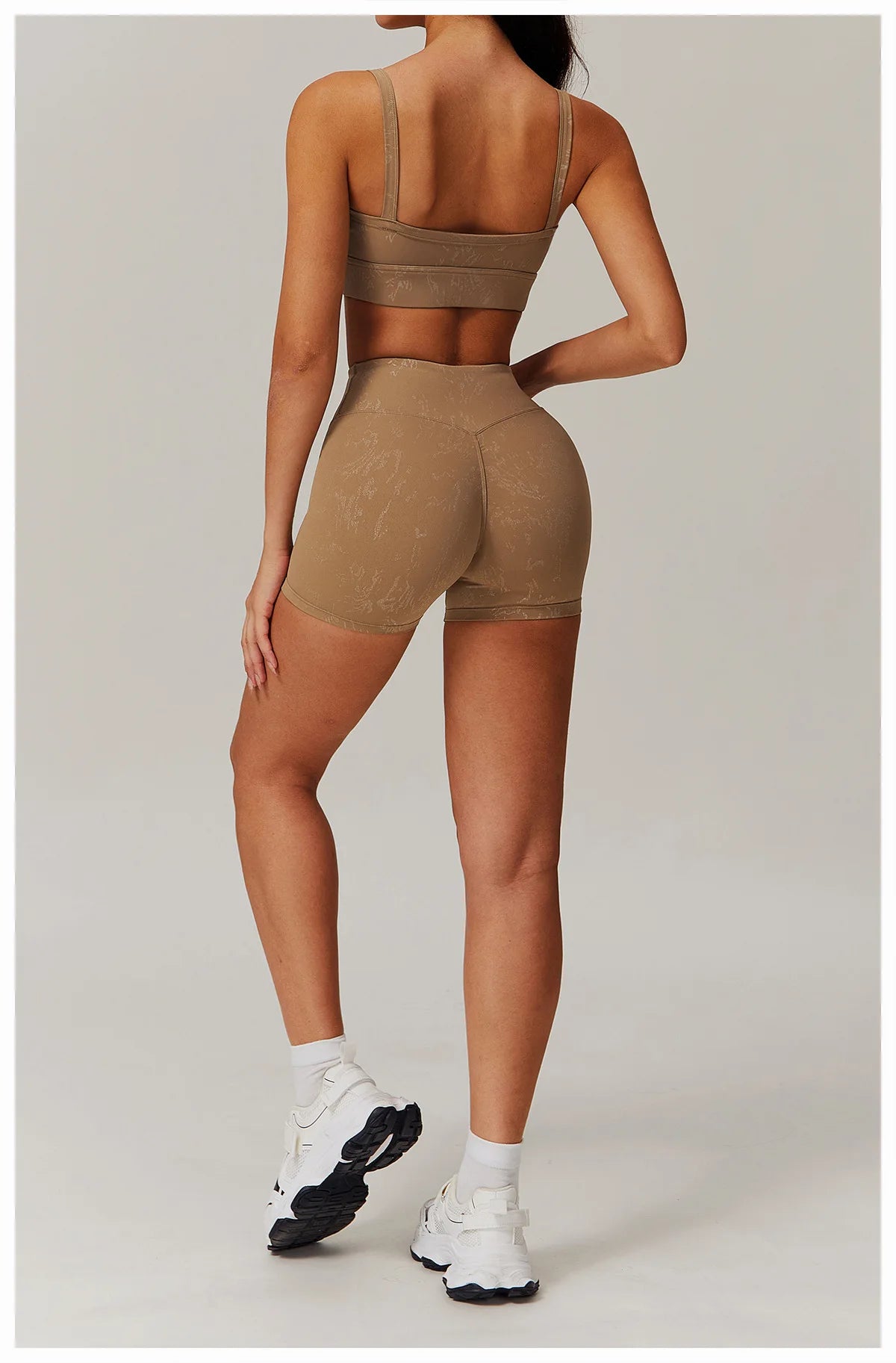 Elastic Yoga Shorts Women High Waist Tummy Control Ruched Booty Pants Printed Butt Lifting Push Up Gym Workout Compression Tight