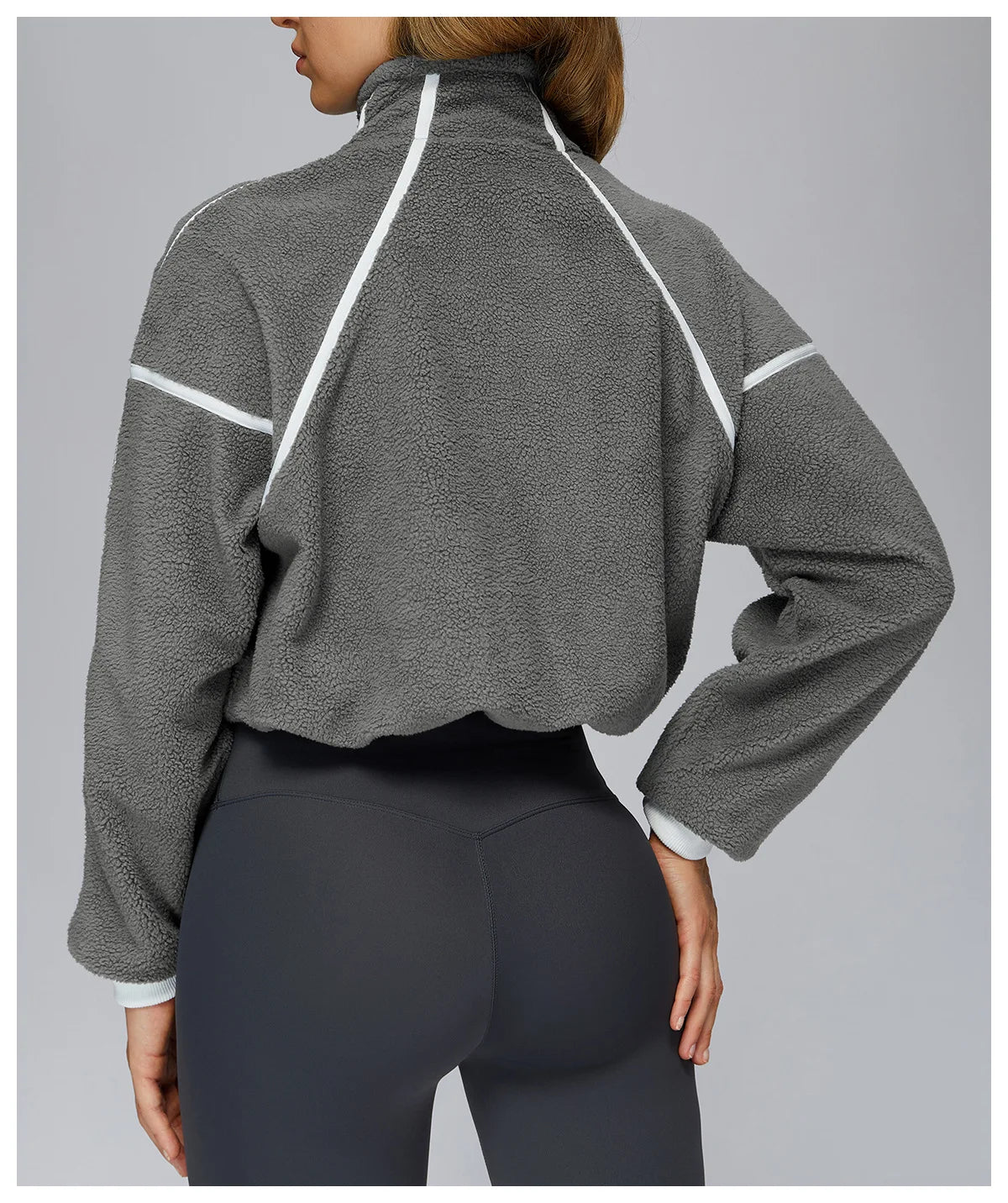 Winter Women's Standing Collar Windproof and Warm Fleece Jacket Women's Long Sleeved Running and Fleece Sports Jacket