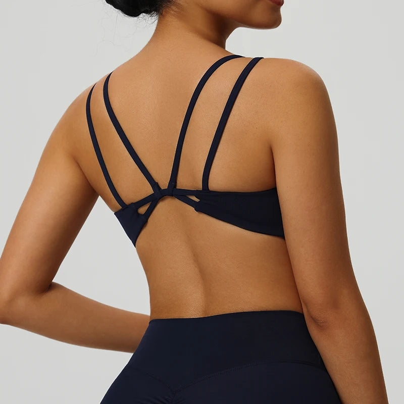 Women Tops Back Cross Strap Tank Top Push Up Underwear Running Sports Bra Breathable Soft Fitness Beauty Solid Color Yoga Bra